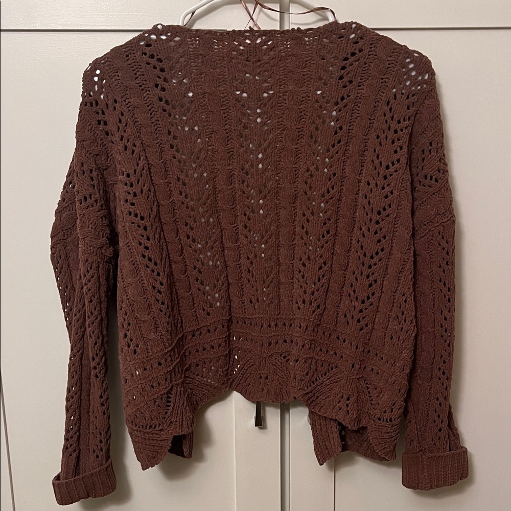 Jessica Simpson Chocolate Open-Knit Cardigan - Picture 5 of 5